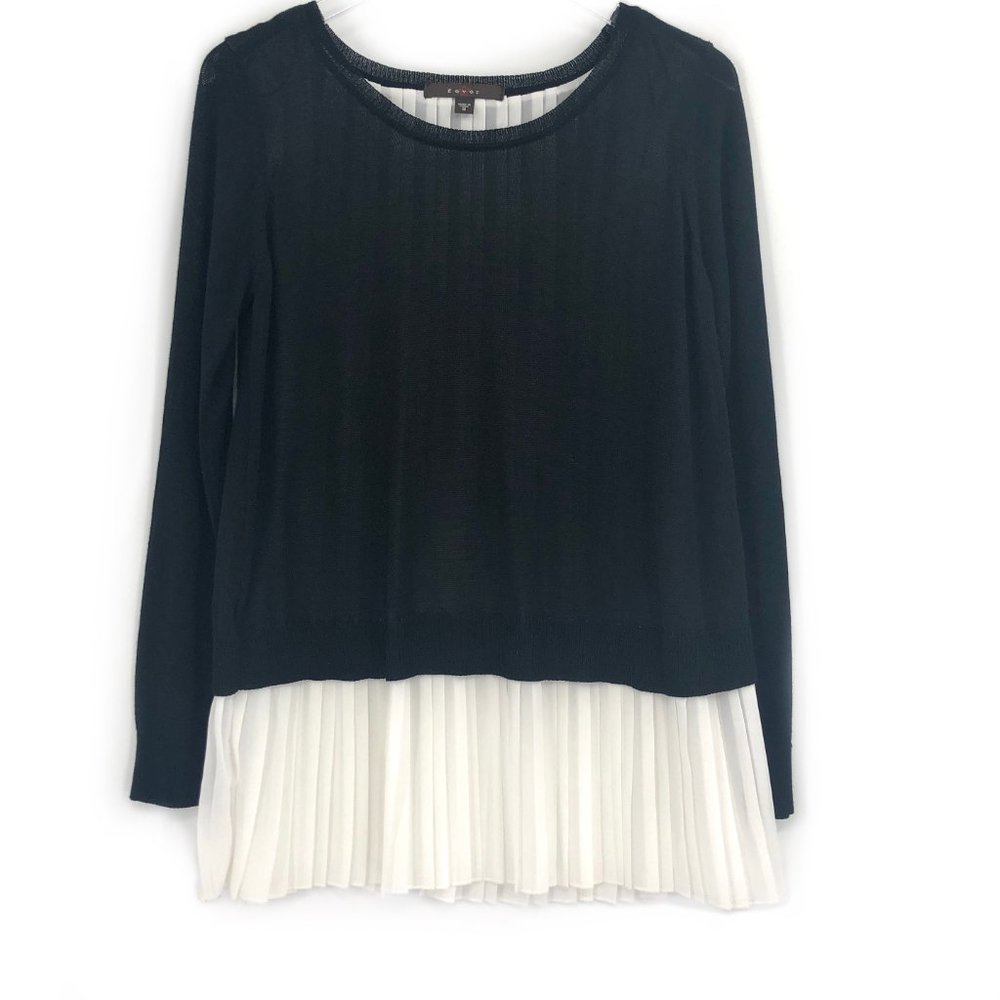 FEVER Mixed Media Accordion Pleat Tunic #UU3 - Picture 2 of 6